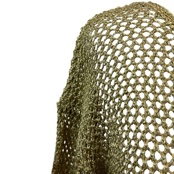 Vintage 1980’s Ladies The Works Saks Fifth Ave Gold Sheer Mesh Tunic Cover Up M - Picture 2 of 10
